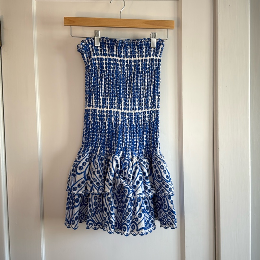 IAMDUSK European Summer Dress - Blue Scalloped Patterned Women’s Dress